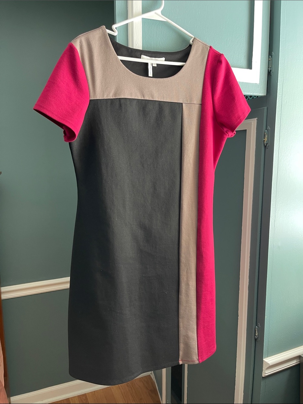Max & Cleo Black, Taupe & Pink Colorblock Shift Dress